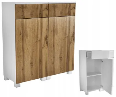Produktbild von Badezimmerkommode 80 cm (40+40) stehend hängend Eiche Wotan
