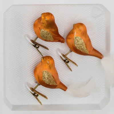 Produktbild von 3 tlg. Glas Vogel Set in "Ice Orange Gold"