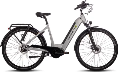 Produktbild von SAXONETTE E-Bike Quantum Plus , Mittelmotor, Tiefeneinsteiger Rahmen 540 Wh Akku, Rücktrittbremse Elektrofahrrad, Cityrad (Ramenhöhe 50 , Silber)