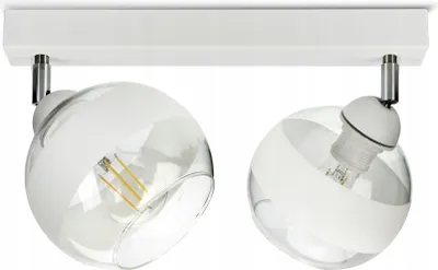 Produktbild von LUXOLAR Led Deckenleuchte 2 flammig - Deckenlampe Schwenkbar Weiß E27 60W - Hängelampe für Wohnzimmer, Küchen - Weiß Glas Kugeln