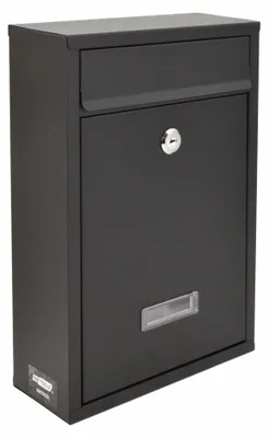Zdjęcie produktu dla Kompaktowa czarna skrzynka pocztowa ze stali, 215 x 320 x 85 mm
