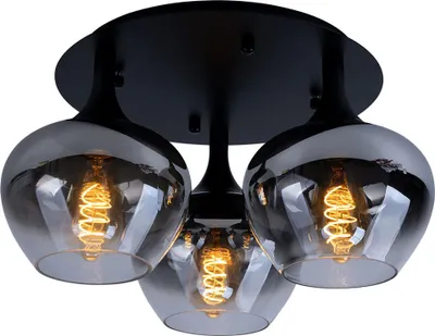 Produktbild von LED Deckenleuchte, 3-flammig, Metall Rauchglas, schwarz, D 45 cm