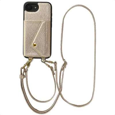 Image de Étui Selencia Sera avec cordon et pochette pour cartes pour l'iPhone 17 / 16 d'Apple - Champagne