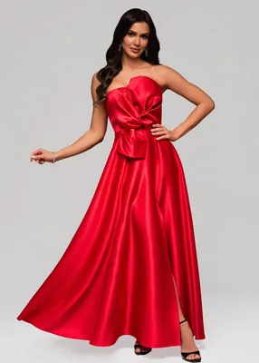 Produktbild von Ombre Abendkleid Satin Maxi rot S