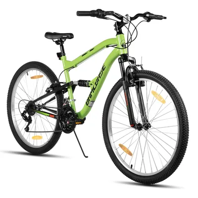 Produktbild von Hiland 26 Zoll Vollfederung Herren Damen Mountainbike, 18 Speed MTB Fahrrad, Mountainbike für Männer Frauen Jugendliche, Grün