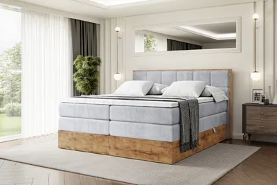 Produktbild von ALTDECOR Boxspringbett mit Matratze und Lattenrost, Topper, Polsterbett mit Bettkasten, Bett mit Stauraum H3- und H4- Matratze, Doppelbett, Springboxbett -LOLLI7 KING-140x200 - Grau Monolith