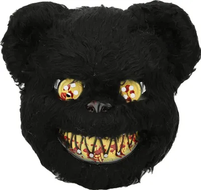 Produktbild von Halloween-Teddybärmaske mit Blutfleck, Cosplay-Requisite, lustiges Scherzspielzeug, Halloween-Dekoration, Schwarz