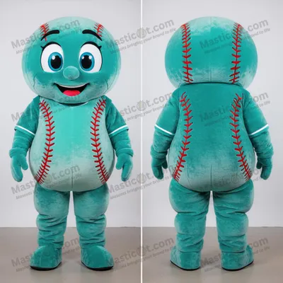 Image de Mascotte MASTICOT Baseball en Velours Bleu Canard