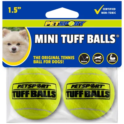Imagen del producto de Pelotas de tenis Mini-Tuff-Ball para perros pequeños, de 3,8 cm de diámetro, paquete de 2 unidades