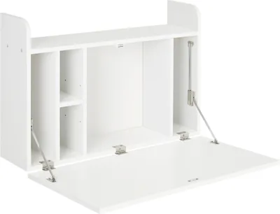 Image de HOMCOM Bureau suspendu table murale table d'ordinateur murale et tablette rabattable avec rangements - 77 x 20 x 51 cm