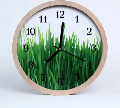Produktbild von Holzuhr 20fi cm wanduhr - Gras Blumen