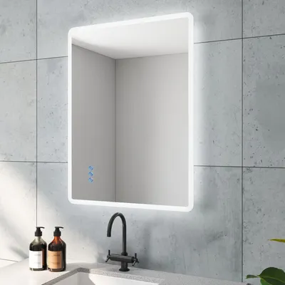 Produktbild von Badspiegel Badezimmerspiegel mit Beleuchtung Led Spiegel Lichtspiegel Badezimmer Spiegel Touch 80x60cm Kaltweiß Neutralweiß Warmweiß Modern Ecken abgerundet