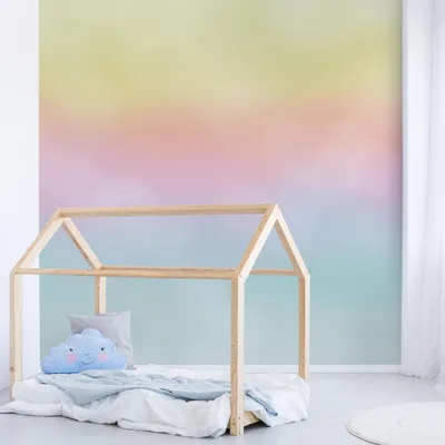Produktbild von Fototapete mit Motiv - Vliestapete - Bildtapete UV-beständig Regenbogen bunt Illustration Wandtapete geruchsfrei