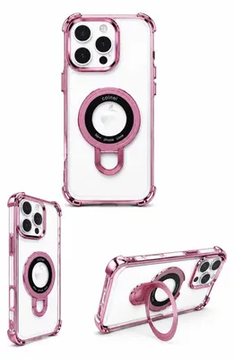 Produktbild von MagSafe Handyhülle für iPhone 11 Transparent Rosa mit Ring Ständer, Magnetische Schutzhülle mit 360° Drehbarer Halterung
