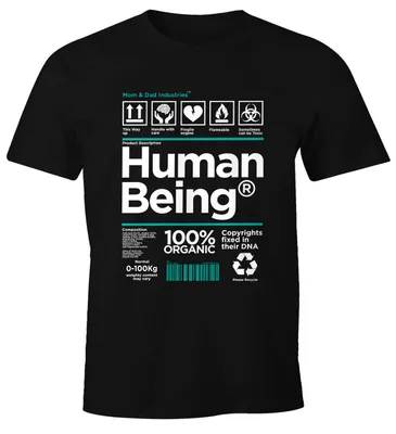 Produktbild von Herren T-Shirt Motiv Human Being Bedienungsanleitung Parodie Fun-Shirt Spruch lustig Moonworks® schwarz L