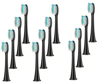 Produktbild von Elektrischer Zahnbürstenkopf, austauschbarer elektrischer Schallzahnbürstenkopf, geeignet für die elektrische Schallbürste von Philips Sonicare.Farbe:Schwarz 12 Stück