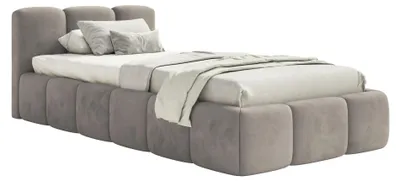 Produktbild von Selsey Cloudy Low – Polsterbett 90x200 cm, Bettkasten & Lattenrost, Samt Hellgrau
