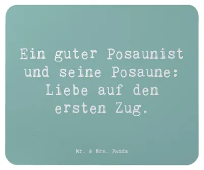 Produktbild von Mr. & Mrs. Panda Mouse Pad Spruch Posaune Liebe - Meeresbrise - Geschenk, Instrument lernen, mousematte, Musikinstrument, Musik, mauspad laptop, Musikerwitz, mousepad