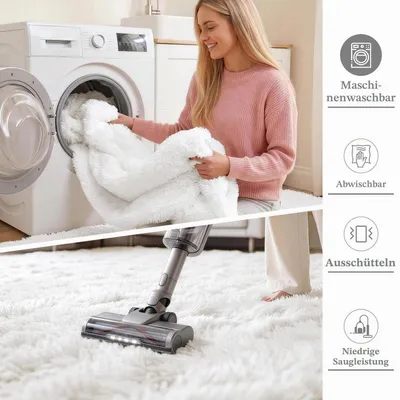 Produktbild von Teppich Hochflor Wohnzimmer Waschbar Creme 120 x 160 cm