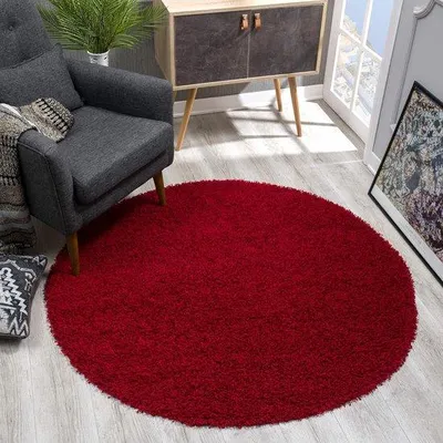 Zdjęcie produktu dla Unyqoos® Okrągły dywan z wysokim włosiem – miękki, shaggy wykonany z polipropylenu, łatwy w utrzymaniu, trwały i nowoczesny, idealny do salonu, sypialni i jadalni