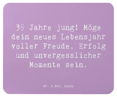 Produktbild von Mr. & Mrs. Panda Mouse Pad Spruch 39. Geburtstag Freude - Lavendeltraum - Geschenk, mausteppich, Mousepad, Lebensfreude, Mauspad, Happy Birthday, feiern, Glückwunsch, pc