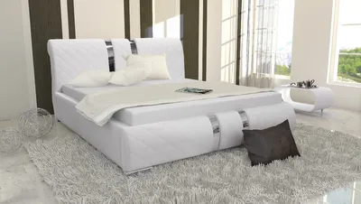 Obrázok produktu pre Luxusná čalúnená posteľ LUKA s vysokým čelom a úložným priestorom biela 180x200