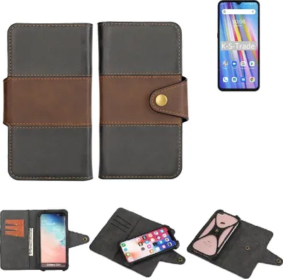 Produktbild von K-S-Trade Handyhülle Schutzhülle Hülle Bookstyle Wallet-Case kompatibel mit UMIDIGI A11 Bumper Rundumschutz schwarz-braun 1x