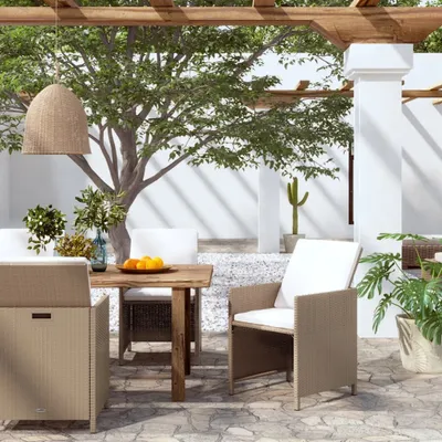 Obrázok produktu pre The Living Store Záhradné stoličky s vankúšmi 4 ks. Poly ratan béžová