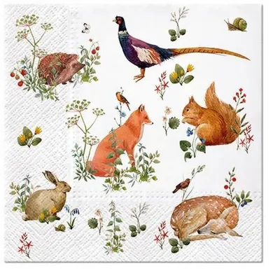 Produktbild von 20 Servietten Wild Forest Animals - Schöne Sammlung an Waldtiere 33x33cm