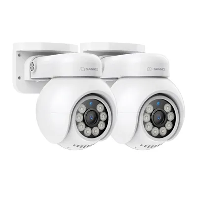 Immagine prodotto di telecamera di sicurezza 4K, rilevamento intelligente del movimento, visione notturna a colori, telecamera a 2 pezzi