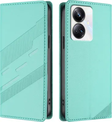 Produktbild von Hülle für Realme 10 Pro+, Kunstleder Brieftaschen Handyhülle mit Kartenfach und Standfunktion Türkis