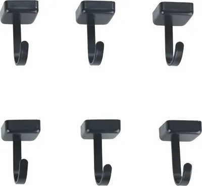Produktbild von WENKO 6er Set Magnethaken Jet in Schwarz 2 x 3,9 x 2 cm