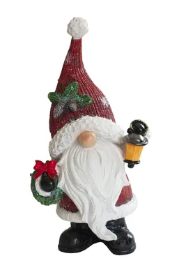 Produktbild von Deko Weihnachtsmann Wichtel Zwerg Laterne Kranz Garten Skulptur Figur Objekt