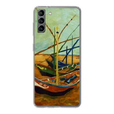 Produktbild von MuchoWow® Handyhülle Schutzhülle Hülle für Samsung Galaxy S21 Plus Fischerboote am Strand - Vincent van Gogh Silikon Softcase Handy Hülle - Handy-Tasche