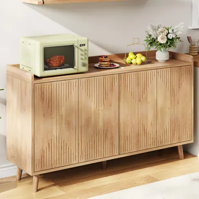 Obrázek produktu pro MODFU Komoda, 140 x 40 x 84 cm, Přídavná skříňka se 4 dvířky, Úložná skříň s velkým úložným prostorem, Skříň do obývacího pokoje, Přírodní design