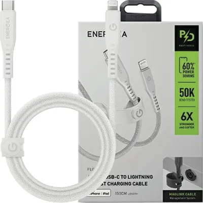 Obrázok produktu pre Energea Flow Usb-C - Lightning C94 Mfi Kábel 1,5M Biely/Biely 60W 3A Pd Fast Charge