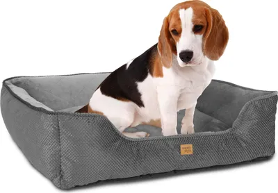 Produktbild von Hundebett Hundekorb Hundekissen 85 x 70 cm Waschbar & Rutschfest Happy MILO M Grau ib style®