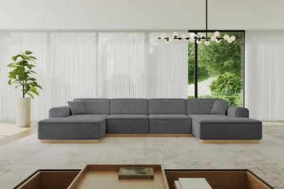 Produktbild von ALTDECOR Ecksofa in U-Form IREA-U2-v2 386x165x80 cm Dunkelgrau Corner Sofa Bett Eckcouch Couch L-Form Wohnlandschaft Cauchsofa