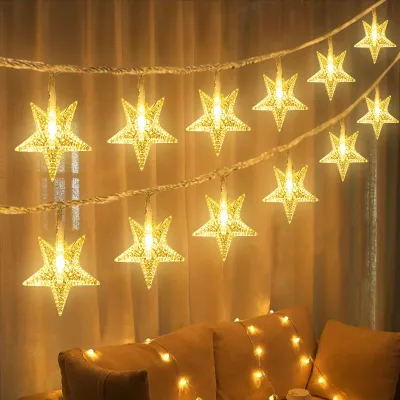 LED-Lichterkette, 40 Sterne, 6 m, warmweiß, batteriebetrieben