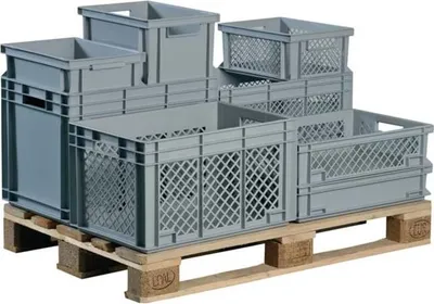 Produktbild von Lockweiler Transportstapelbehälter 80l Polypropylen grau Seitenwände durchbrochen Durchfassgriff - NB80V2-139180220118