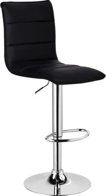 Produktbild von Barhocker Industrial Schwarz – Kunstleder Barhocker mit Rückenlehne – Höhenverstellbar – 360° drehbar – Metallgestell – Belastbar bis 130kg – 1 Stück