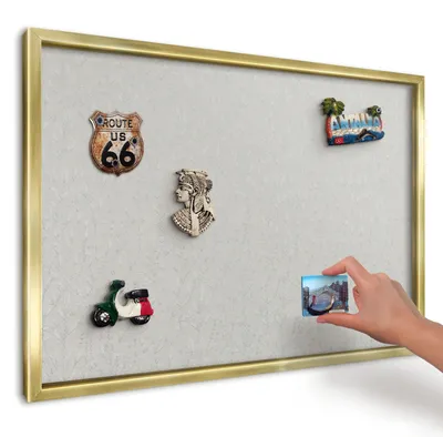 Produktbild von Magnettafel 60x40 cm mit goldenem Rahmen - Magnetische Metalltafel, Magnetpinnwand zur Wandmontage für Wohnzimmer, Küche, Flur, Kinderzimmer und Büro - Pflanzenmuster