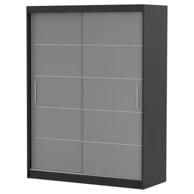 Image de Armoire à portes coulissantes Armoire 150cm noir/gris avec moulures Vista 06