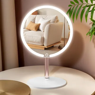 Produktbild von Kosmetikspiegel mit Beleuchtung mit 4K-Ultraklarheit, Helligkeitsregelung durch langes Drücken, 3-stufiger Helligkeit und Mehrwinkel-Design