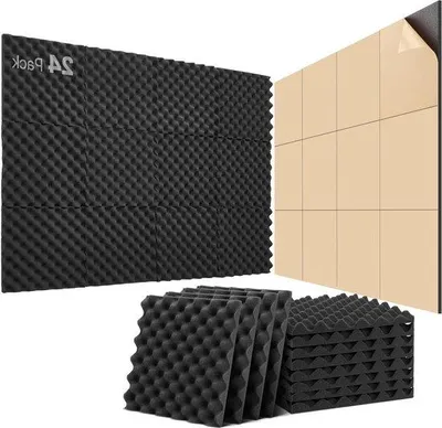Produktbild von Famanu Akustikpaneel selbstklebend - Set von 24 Paneelen - Geräuschdämmend - 30 x 30 x 25 cm