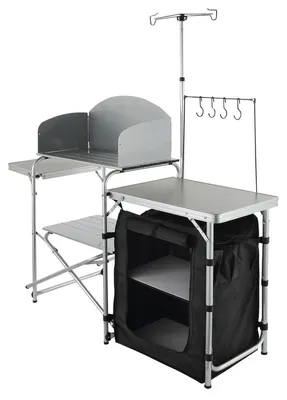 Immagine prodotto di Tavolo da cucina da campeggio, tavolo da cucina pieghevole e portatile con 1 ripiano e paravento