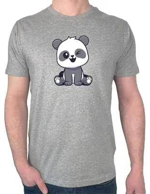 Produktbild von Huuraa Herren T-Shirt Panda Comic 3XL Sport Grey Bio Baumwolle Fairtrade Herrenshirt Geschenkidee