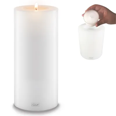Produktbild von Qult Farluce Trend - Durchm. 10cm Teelichthalter in Kerzenform Dauerkerze Kunststoffkerze in Kerzenoptik Teelichtkerze mit Teelichteinsatz inkl, Teelicht