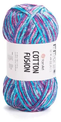 Produktbild von YarnArt Baumwolle Fusion Bandgarn 100% Baumwolle 100g/225m Farbverlauf 3652 Blau-Lila Mix