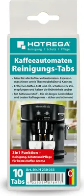 Produktbild von HOTREGA Kaffeeautomaten Reinigungs-Tabs 10 Stück - 3in1 Reinigung Schutz Pflege